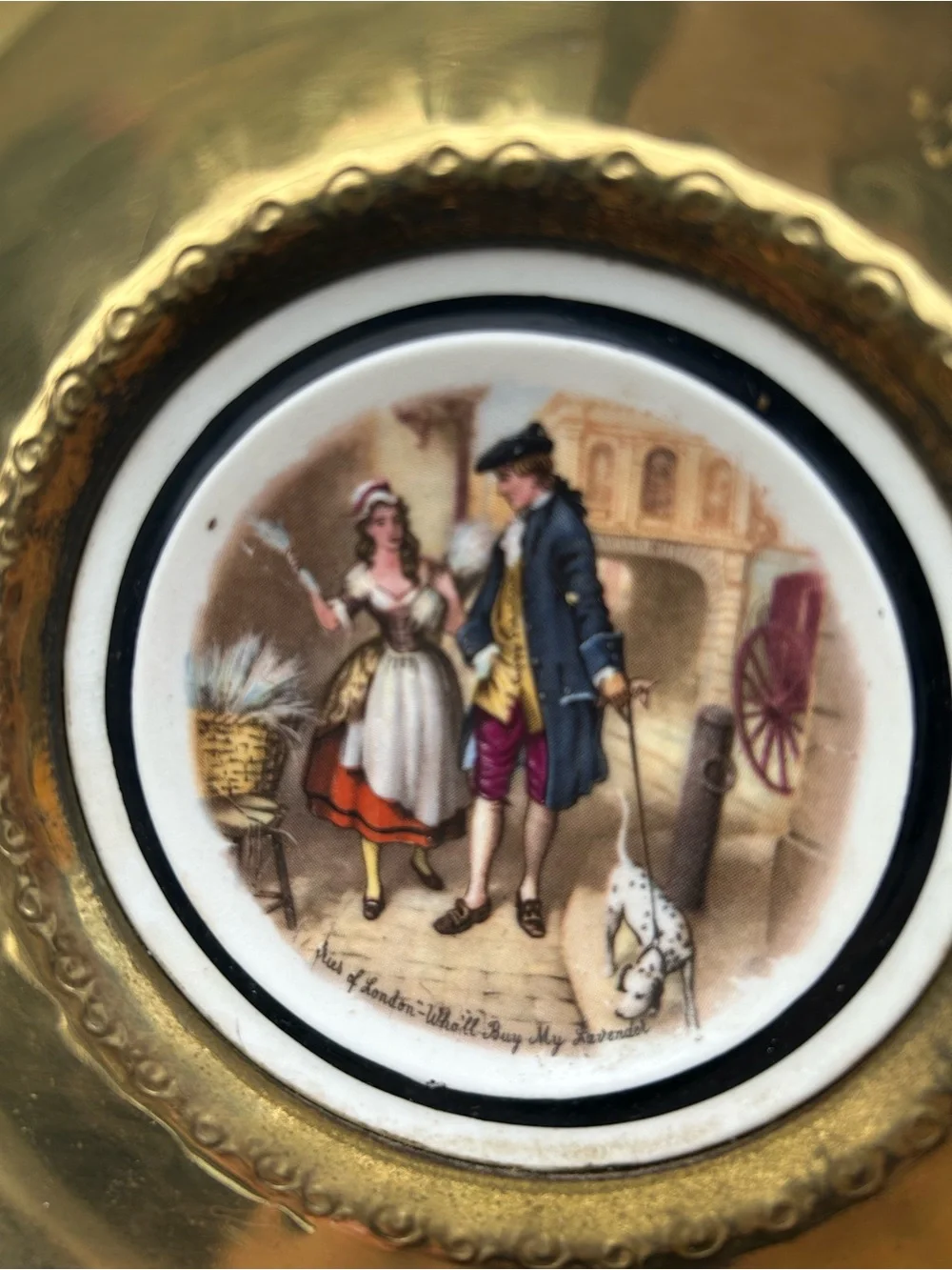 Vintage Regency Brass decorative wall plate from England, wall art decor